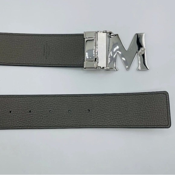 MCM Belt Green Visetos Canvas M Buckle Reversible Belt Unisex NEW Authentic - Picture 6 of 7